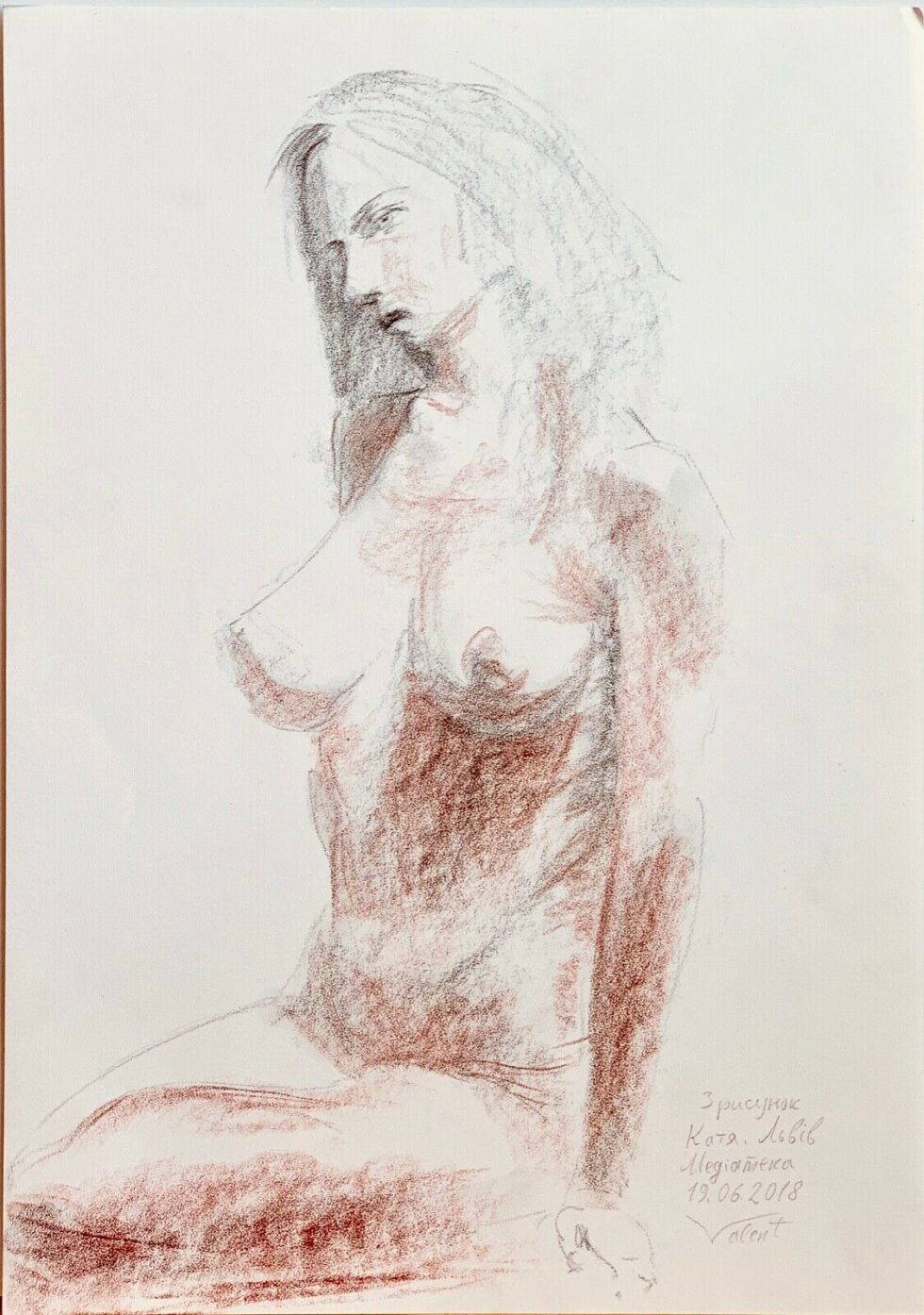 ORIGINAL-drawing-art-woman-model-sketch-pencil-from-artist-signed-academic-style-274404477458