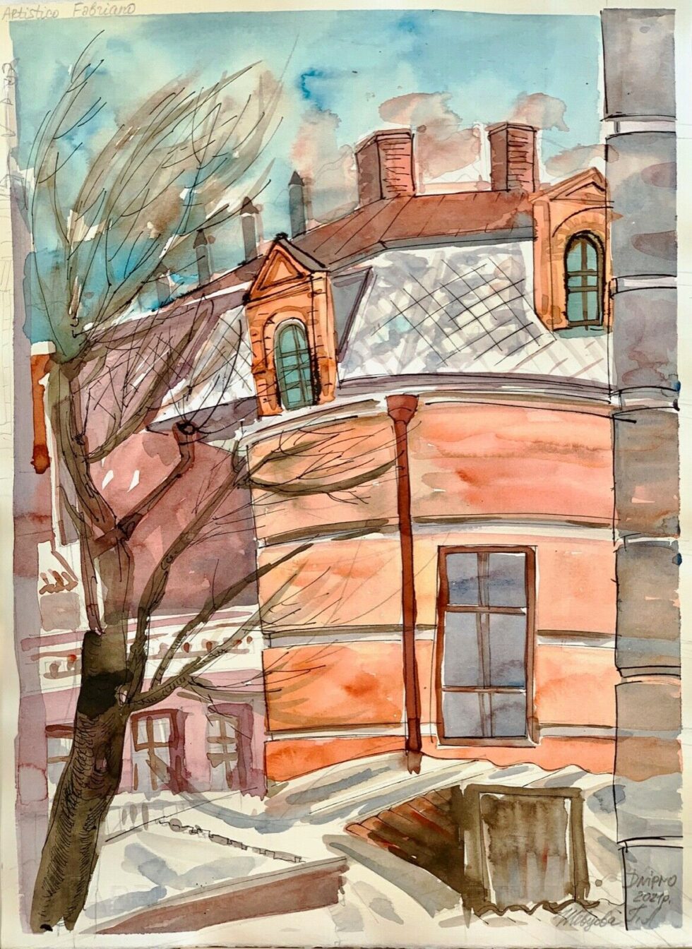 ORIGINAL-watercolor-painting-on-paper-artwork-SIGNED-by-artist-architecture-art-274708617568