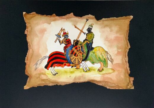 hand-painted-old-look-manuscript-miniature-leaf-medieval-knights-tournament-274783483918-2