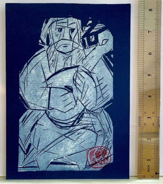 original-authors-LINOCUT-on-board-from-artist-Ukrainian-Cossack-Mamay-folk-art-274539333138-2