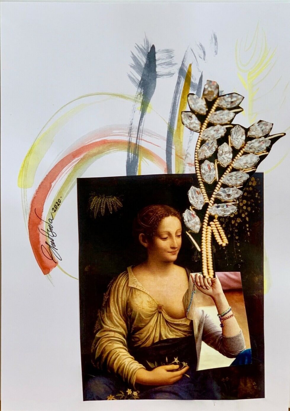 original-collage-art-painting-signed-mixed-media-watercolor-artwork-from-artist-274403443088