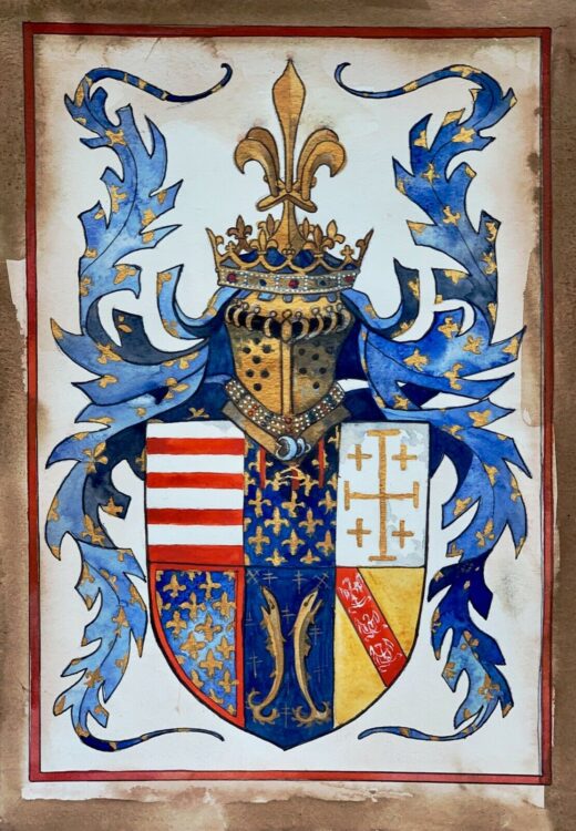 Hand-painted-old-look-miniature-leaf-Coats-of-arms-of-Europe-and-Golden-Fleece-274772879409-2