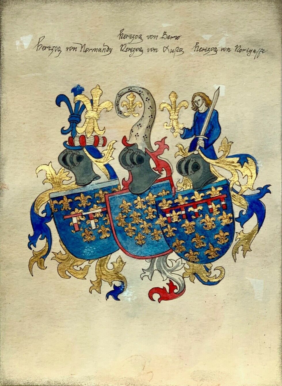 Hand-painted-old-look-miniature-leaf-Conrad-Grunenberg-armorial-274691127949