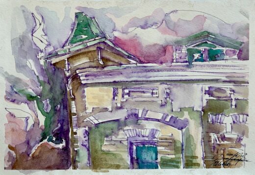 ORIGINAL-Watercolor-painting-on-paper-artwork-SIGNED-architecture-Ukraine-274555944389-2