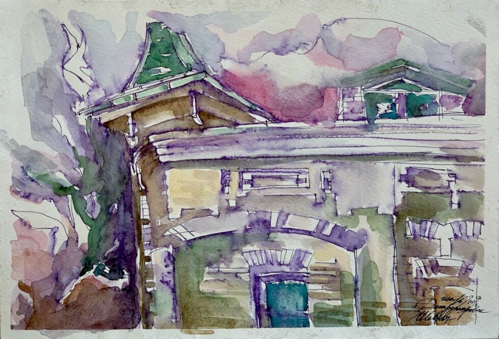 ORIGINAL-Watercolor-painting-on-paper-artwork-SIGNED-architecture-Ukraine-274555944389