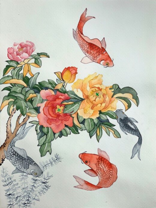 ORIGINAL-watercolor-painting-artwork-from-artist-signed-koi-fish-11-x-15-274799165159-2