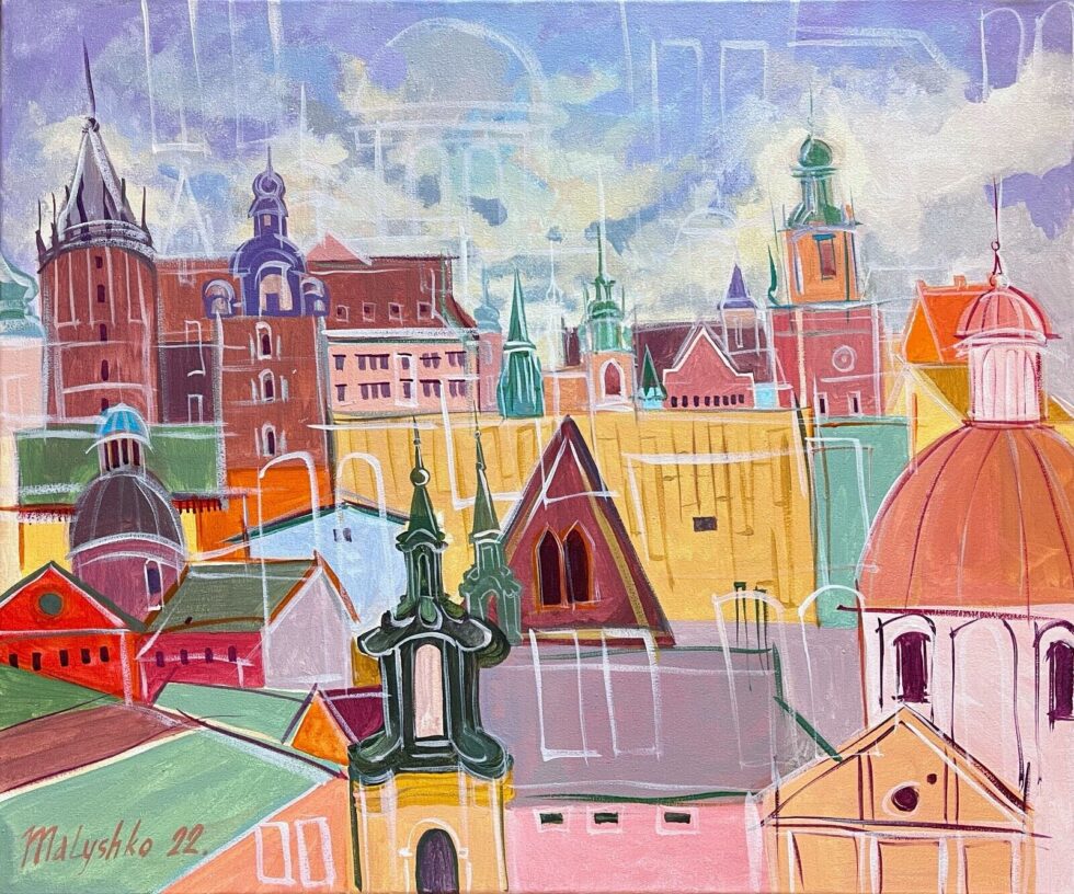 Original-acrylic-on-canvas-painting-linear-impressionism-Krakow-Poland-275629314409